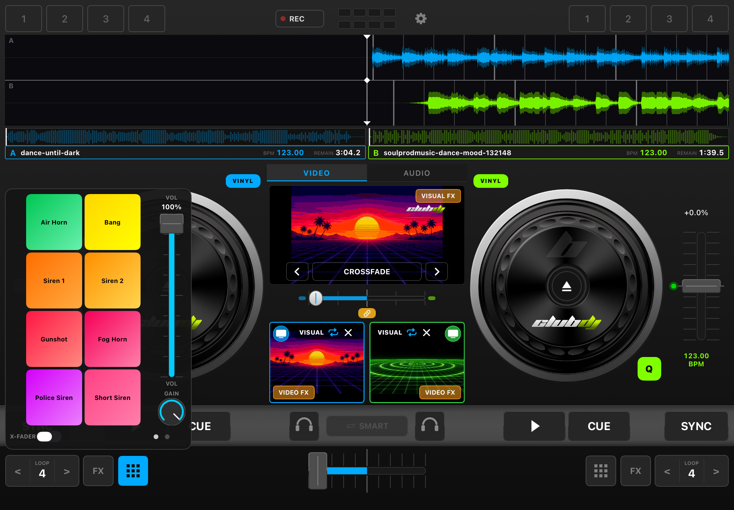iPad showing the sound sampler pad grid